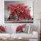 Designart - Big Red Tree on Foggy Day - Landscape Canvas Art Print